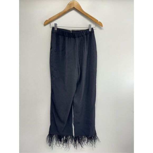 WAYF Pants Size Extra Small Black Feather Hem Elastic Waistband High Rise NWT - Picture 6 of 8